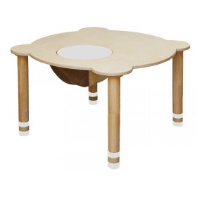 Стіл круглий білий/натуральне дерево