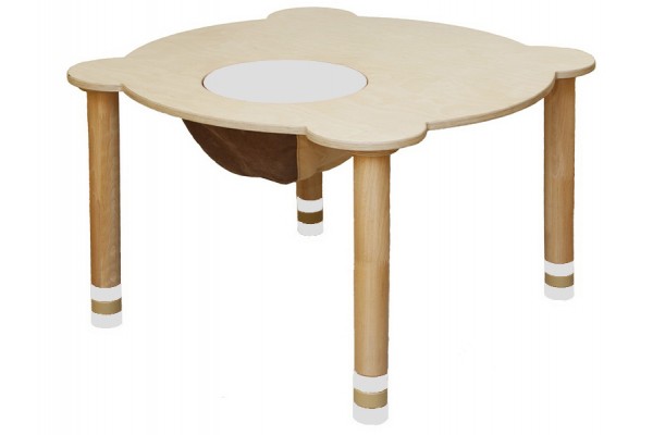 Стіл круглий білий/натуральне дерево