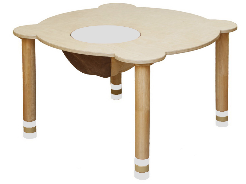 Стіл круглий білий/натуральне дерево