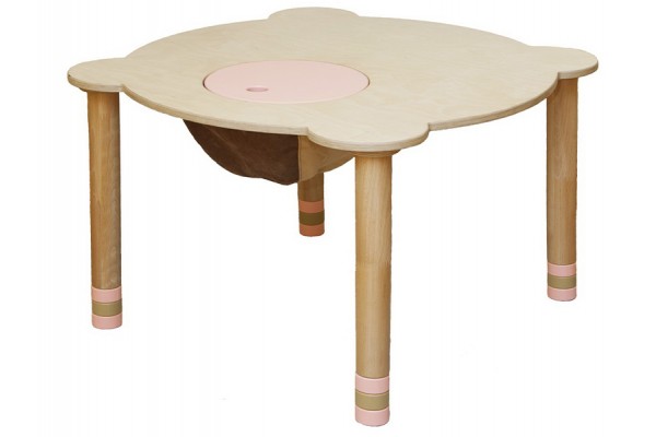 Стіл круглий рожевий/натуральне дерево Стіл круглий рожевий/натуральне дерево