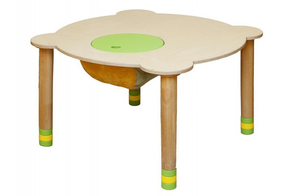 Стіл круглий зелений/натуральне дерево