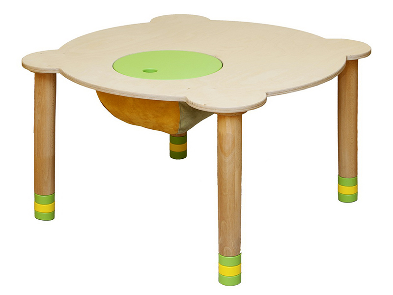 Стіл круглий зелений/натуральне дерево