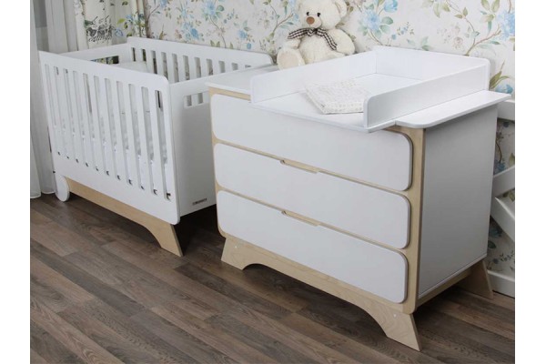 Комплект Nova Bed plus білий/натуральне дерево